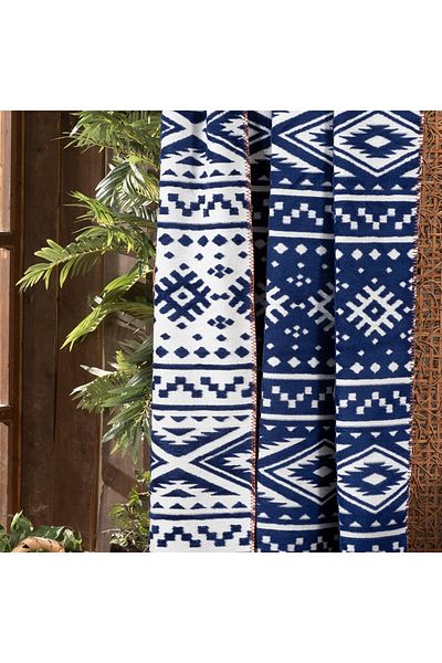 Sarev Ethno Navy Blue Single Cotton Blanket 160*220 cm