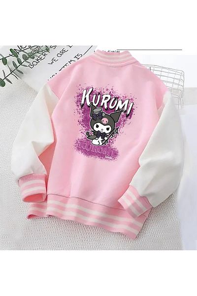 MECH BUTİK Розово колежанско палто с щампа Kuromi Smile