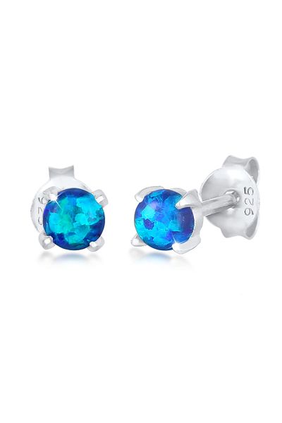 ELLI Ohrringe Stecker Opal Rund Synthetisch 925 Silber