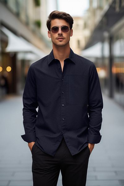 Trendyol Collection Premium Navy Blue Gabardine Comfortable Fit Shirt Jacket - 100% Cotton Tmnaw24Go00060
