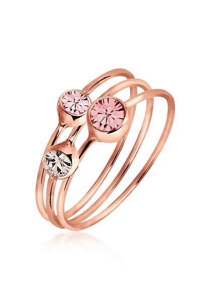 ELLI Ring Set Kristalle rosé vergoldet