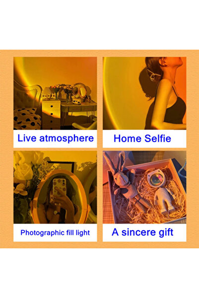 Genel Markalar Dimlenebilir Beyaz Astronot Gün Batımı Efektli Lambası Usb Kablolu Gün batımı lamba