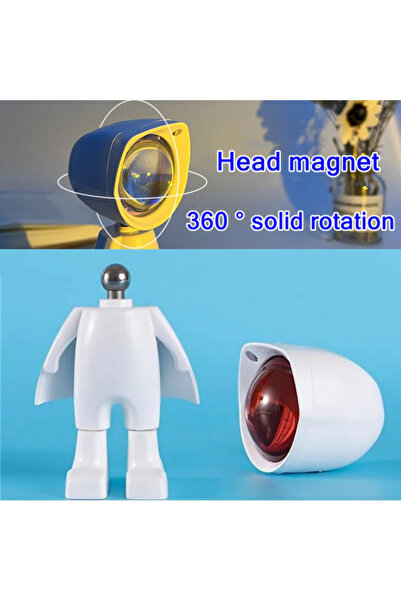 Genel Markalar Dimlenebilir Beyaz Astronot Gün Batımı Efektli Lambası Usb Kablolu Gün batımı lamba