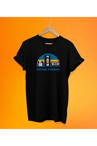 remonz Retro Never Forget εμπριμέ μαύρο, 100% βαμβάκι, υπερμεγέθη, μπλουζάκι μεγάλου μεγέθους