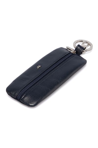 Tergan Navy Blue Leather Unisex Keychain 00192h86