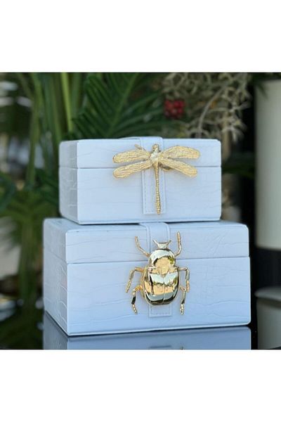Aksesuar 2-Piece leather box decorative object