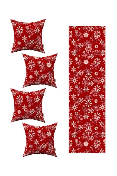 Cango Home Red New Year Themed 4-Piece Throw Pillow Cover 1 Runner Set 4Kmbs-Rs-Cgh1383