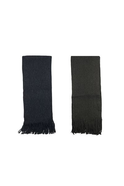 nazipek Set 2 Eșarfe Gri Tricotate Bumbac Culoare Solidă 190 Cm