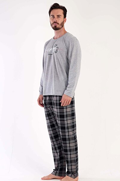 VİENETTA Erkek Uzun Kol Gri Pijama Takım C3T0N5O086