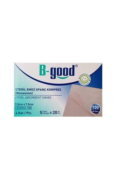 BgoodVision Sterile Absorbent Spanch Compress 7.5cmx7.5cm 100pcs