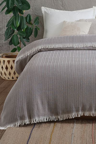 Lux Touch Калъф за диван Vera Coffee Double Pique - 200x220 см, памучно одеяло за телевизор