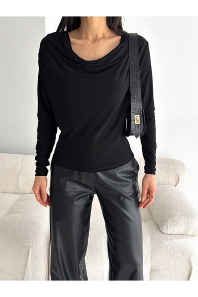laughs WOMEN'S THIN LONG SLEEVE TURNED COLLAR SANDY FABRIC BLOUSE TR1000