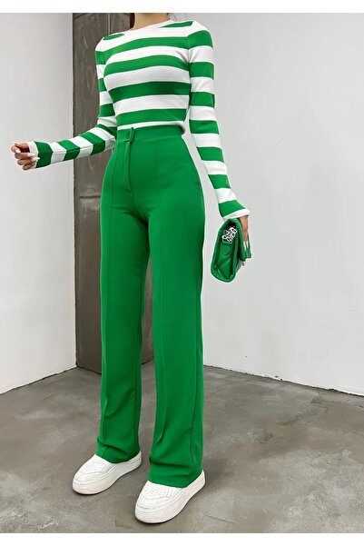 TakıDolabı Παντελόνι με ψηλή μέση και ρίγες μπροστά