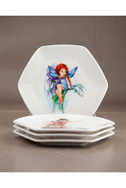 Bursa Porselen Dekor Fairy 4 piece porcelain dessert/cookie plate