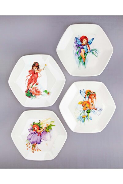 Bursa Porselen Dekor Fairy 4 piece porcelain dessert/cookie plate