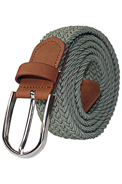 Arkem Örgülü Elastik Yeşil Gümüş Renk Tokalı Erkek Spor Şort Kot Erkek Kemer ...