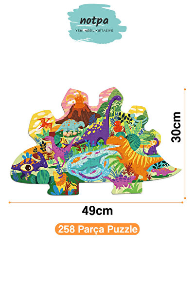 kutuTR Dinosaur Series 2 Wooden Puzzle - 49X30Cm Jigsaw Puzzle 258 Pieces for Ages 5 and Adults