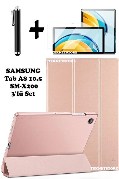 TEKNETSTORE Samsung Galaxy Tab A8 10.5 Inç Sm-x200 Uyumlu Uyku Modlu Tablet Kılıfı Ekran Koruyucu Kalem