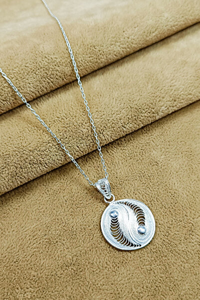 Oruçoğlu Gümüşçülük 925 Ayar Gümüş El İşi Midyat Telkari Yin Yang model Kadın...