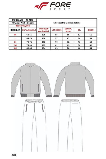 FORE SPORT Men's Navy Blue Red Waffle Stand Collar Pocket Detailed Tracksuit Set