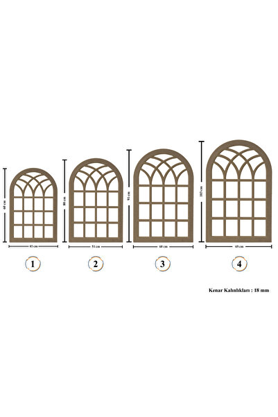 st koleksiyon hobi antika Ahşap MDF Boyanabilir Dekoratif 4 lü Duvar Aynası