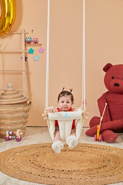 Svava Lüks Ahşap Bebek Salıncak, Tavana Asılan Çocuk Salıncağı