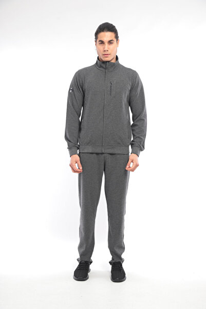 FORE SPORT Erkek Füme Waffle Dik Yaka Cep Detaylı Eşofman Takımı