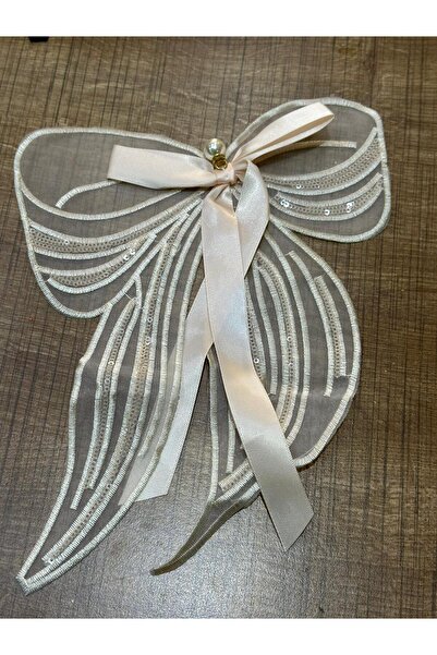 Gönülden Tasarım 25X18 CM PUL PAYET TUL FLORET PERLE Mărgele APPLICĂȚI CUCEREȚĂ ACCESORIUL ÎMbrăcăminte Ecru