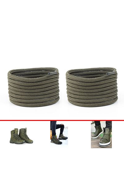 AiryFooT 150 cm Khaki Round Boot Laces, Durable Sturdy Laces, Shoelaces