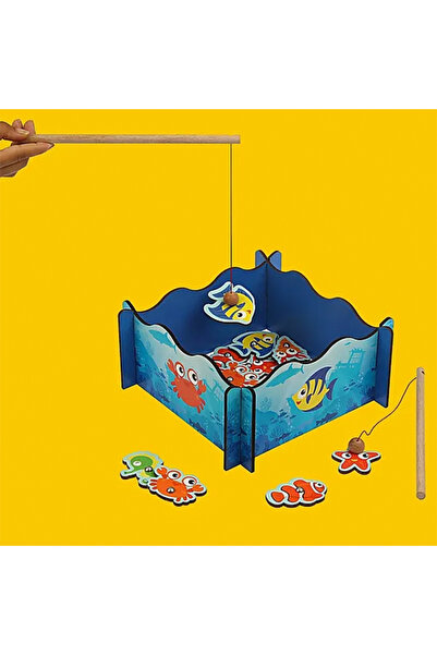 Rossie Calimera Toys Havuzlu Ahşap Balık Yakalama Oyunu Oltalı
