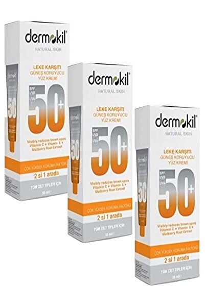 Dermokil Güneş Koruyucu Yüz Kremi Leke Karşıtı 50 Ml X 3 Adet