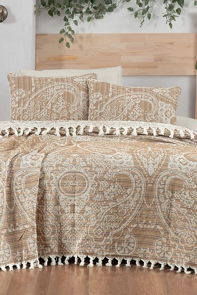 Sarev Dorian Tan Double Cotton Bedspread Set