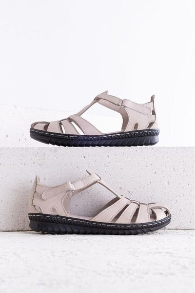 Getcho Γυναικεία σανδάλια από γνήσιο δέρμα Janel Closed Toe Stone – Ρύθμιση στον αστράγαλο, Ορθοπεδική σόλα, Ελαφρύ σανδάλι