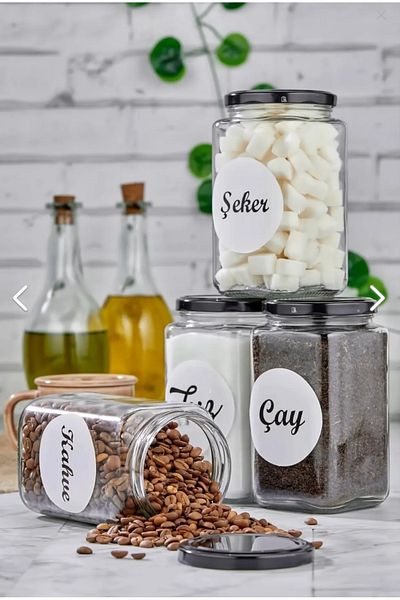 FBZhome 4-Piece 850 Ml Salt & Tea & Sugar & Coffee Jar with Label
