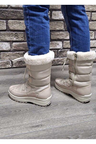Bukond İçi Kürklü Kaydırmaz Kauçuk Taban Su Geçirmez Kar Botu