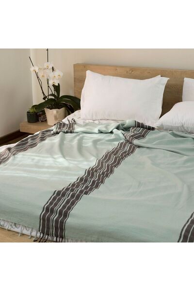 Mykonos Koltuk Örtüsü Pike Pamuklu El Tezgah Dokuması Mint 190x210cm