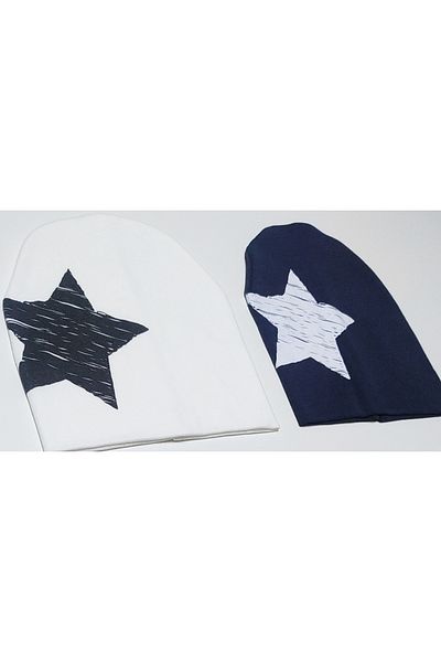 neocotton Double Layer Cotton Big Star Printed 2-Piece Combed Cotton Baby Kids Beanie
