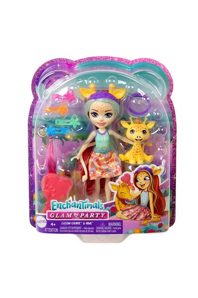 mattel HNV29 Enchantimals Glam Party Giraffe Gillian and Pawl