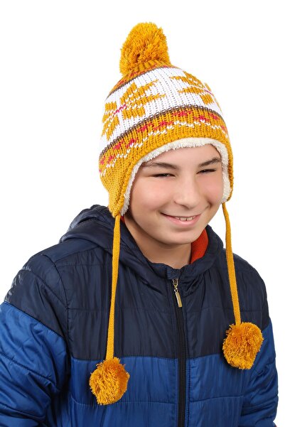 toptanhanem Sevimli Ponponlu Kulaklı Bere - Çocuklarınızın Kışın Vazgeçilmezi