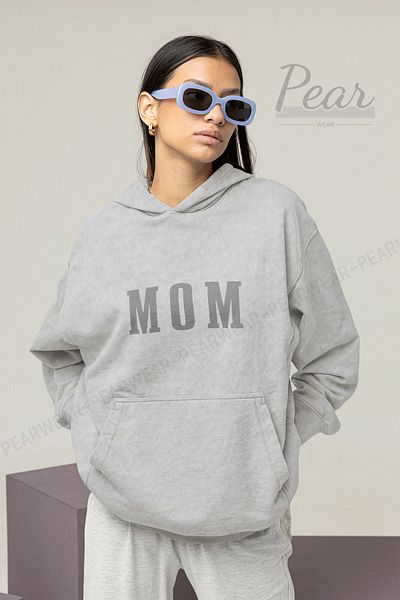 Pear Wear Γυναικεία φούτερ με κουκούλα με κουκούλα MOM με 3 νήματα Raster