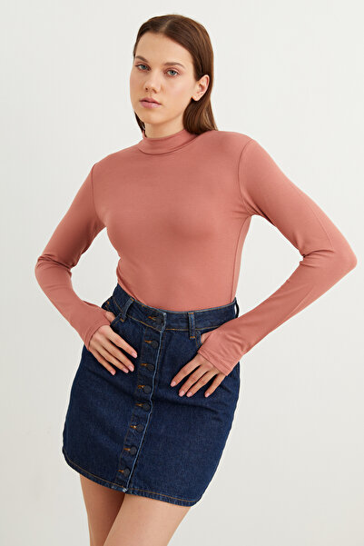 Yefrastore Γυναικείο κορμάκι Dusty Rose Finger με λεπτομέρειες