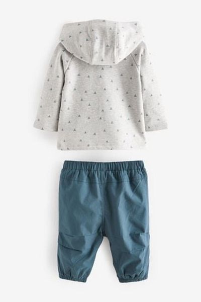 Next Baby 100% Cotton Sea Blue Hooded Jacket Body Jogger Set of 3