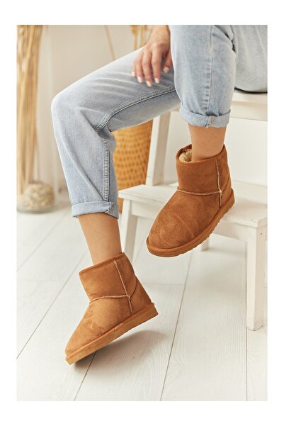 shopcolic 017 cı Midi Kadın Yarım Bot Içi Tüylü Düztaban