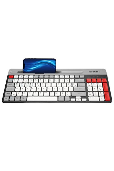 Nikadu Kb-88 Ruby Siyah/gri Kablosuz 2.4g + Bluetooth Bt1 Bt2 Çoklu Cihaz Bağlantılı Q Ince Klavye