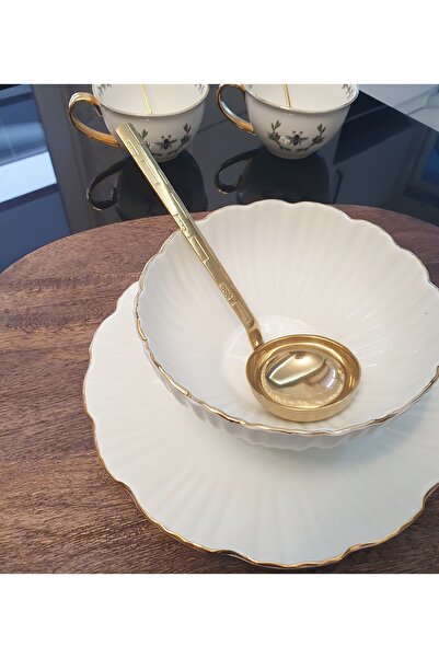 LOVYCO Gold Steel Soup Serving Ladle 18/10 Steel Tarnish Stainless Ladle 15 Cm