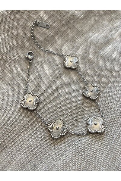 Nikadu Gümüş Van Cleef Yonca Çelik Bileklik