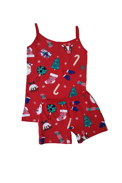 elmas kids Girl's Red New Year Themed Thin Strap Athlete Boxer Set
