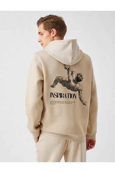 OFFSIDESIGN Unisex Μπεζ φούτερ με κουκούλα Inspiration Design Back Printed Unisex Oversize φούτερ
