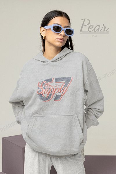 Pear Wear Supply Printed Γυναικεία φούτερ με κουκούλα με 3 νήματα Raster Oversize