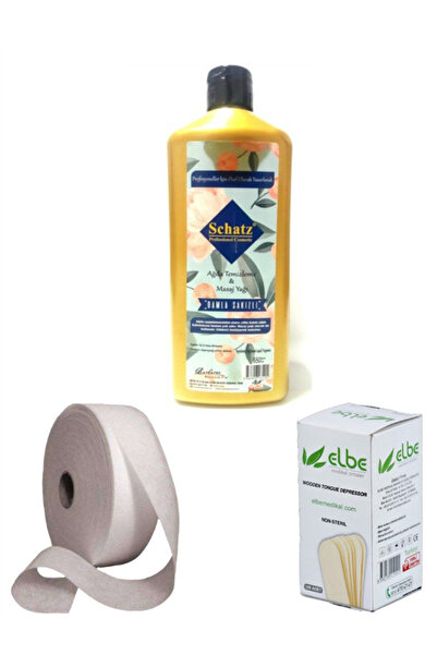 Schatz Ağda Seti 3'lü ( Ağda Bezi 80 Metre, Spatula 100 Lü , Damla Sakızlı Ağ...